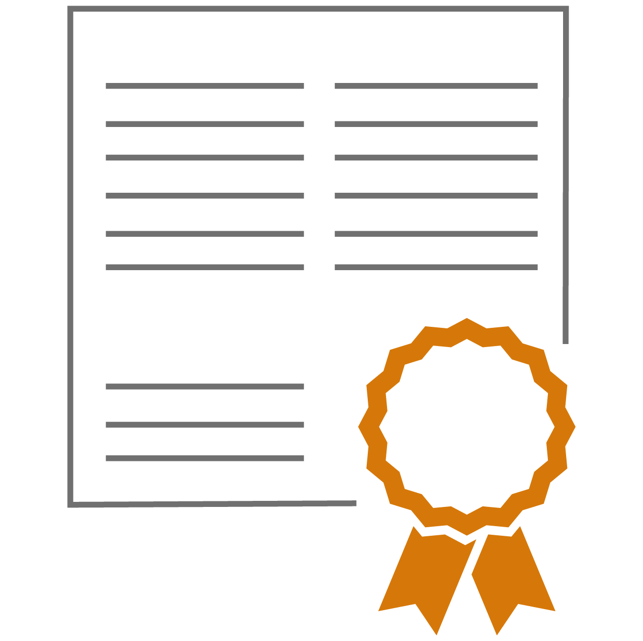 Regulatory Affairs Icon – ROTOP CDMO Services ROTOP Regulatory Affairs icon showing a certified document, representing compliance, approvals, and regulatory expertise.