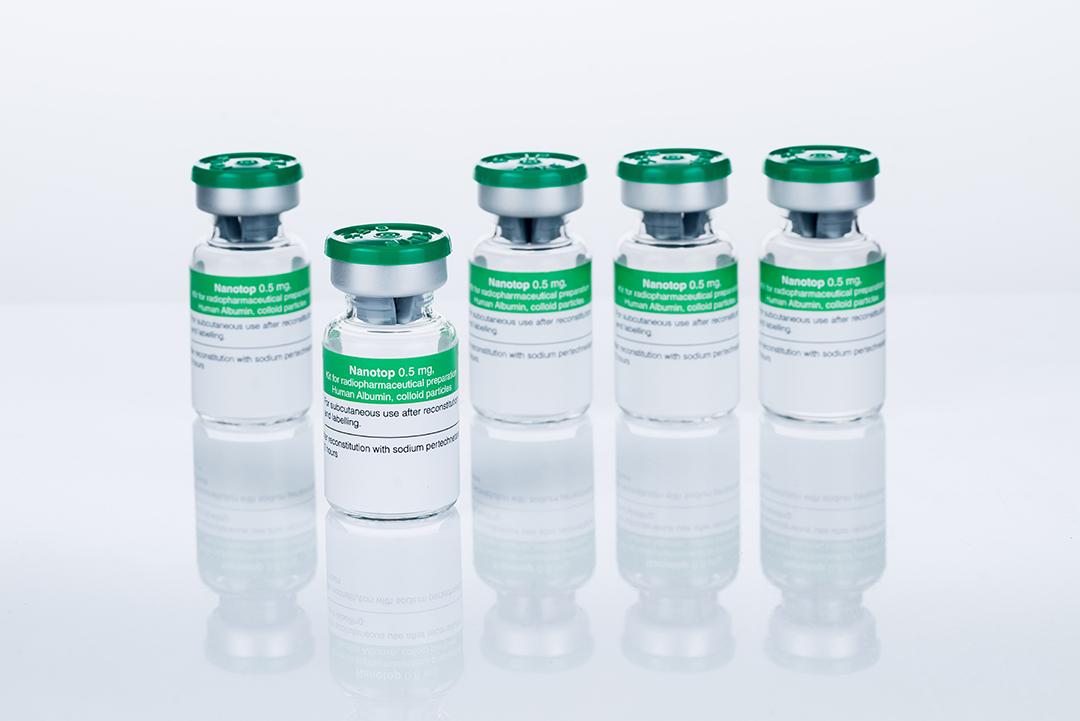 Product image of NanoHSA-ROTOP / NANOTOP – kit for a radiopharmaceutical for labeling with Tc-99m