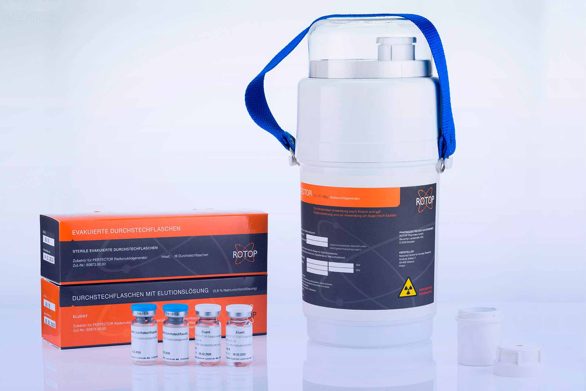 Product image of the PERTECTOR Mo-99/Tc-99m generator